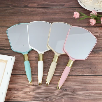 

1pc Plastic Vintage Hand Makeup Mirrors Makeup Vanity Mirror Rectangle Hand Hold Cosmetic Mirror With Handle For Gifts