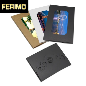 

250pcs/Lot Birthday Party Favors Cardboard Package Box For Postcard Invitation Cards With Window Packing Christmas Gift Box