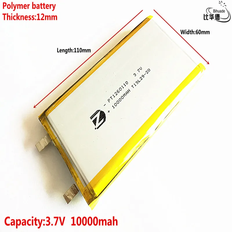Lithium Ion Battery Good Qulity Pure batteries 3.7V,10000mAH,1260110 Polymer lithium ion / Li-ion battery For TOY,POWER BANK,GPS