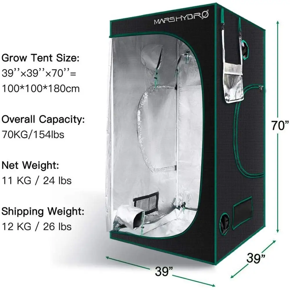 Marshydro 100x100x180 см растительный тент 1680D Крытый сад гидропоники системы растение led