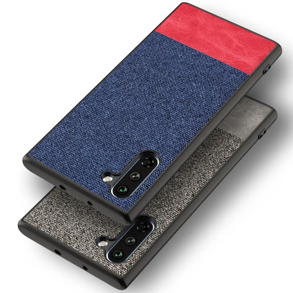 

For Samsung Galaxy Note 10 Case Soft Silicone edge+Hard Cloth texture protective Back Cover Case for samsung note 10 plus 10pro
