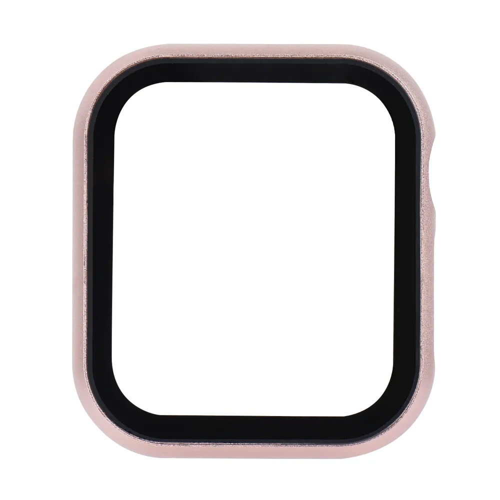 Rose Gold Металлический чехол для часов с закаленной пленкой для Apple Watch 5 4 3 2 1 чехол 44 мм 40 мм 42 мм 38 мм защитные аксессуары для экрана - Цвет: Rose Gold