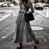 Jocoo Jolee Shirt Long Dress Women Vintage Leopard Print Long Sleeve O Neck Pleated Dress Casual Maxi Party Dress Plus Size 5XL ► Photo 2/5