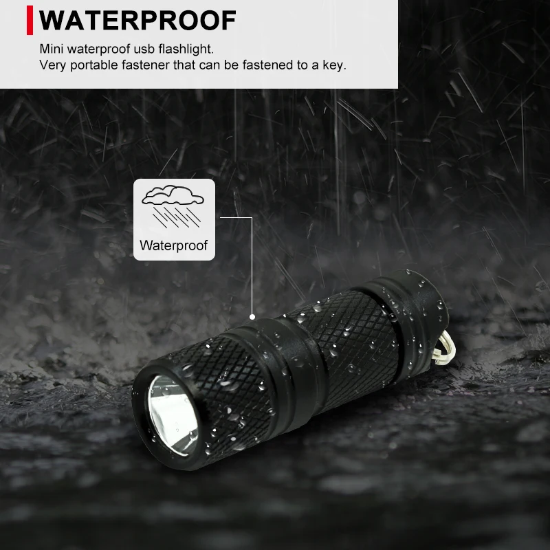 Built-in Battery Keychain Flashlight Small Lantern Mini USB Rechargeable LED Flashlight Light Pocket Waterproof Torch Lamp