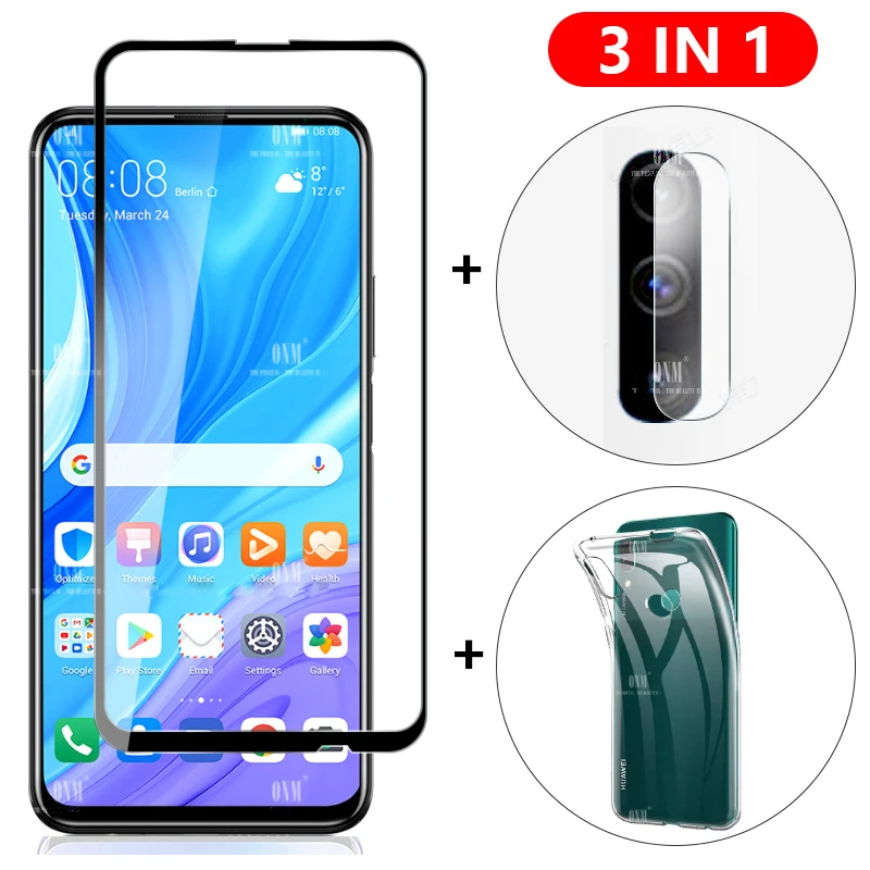 3 в 1 стекло + чехол для Huawei Y9S Y8P Y8S Y7P Y6P Y6S Y5P 2020 защита экрана закаленное Y9 Y7 Y6 Y5 Pro Prime