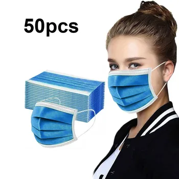 

10-100PCS Disposable Non-woven Face Mask Fashion 3 Layer Mask Adult Unisex Solid Mouth Cover Mouth Mask With Design Masque
