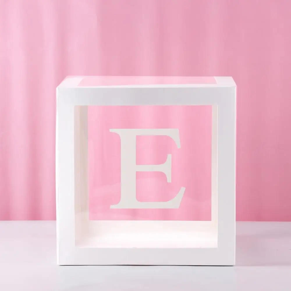 FENGRISE прозрачная коробка для хранения для детского душа 1 украшение для дня рождения детский розовый голубой шар Свадебная вечеринка декорация с крещением - Цвет: E