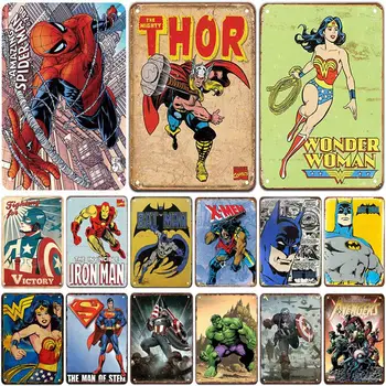 

SuperHero Plaque Metal Vintage Tin Sign Pin Up Shabby Chic Decor Metal Signs Vintage Bar Decoration Metal Poster Pub Metal Plate