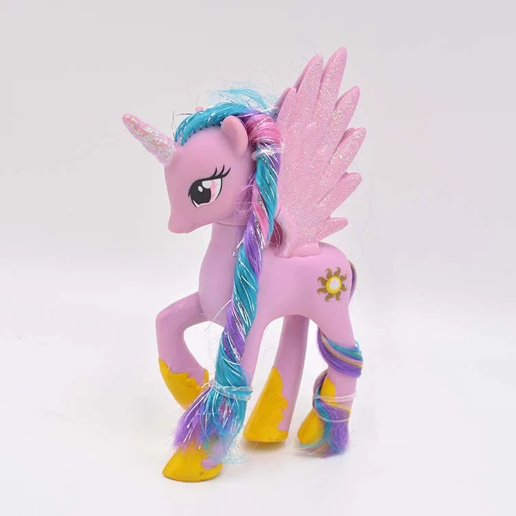 Единорог "Лошадка Радуга" My Little Horse в виде милого героя аниме мультфильм животных Волшебная кукла фигурку модели на день рождения игрушки для детей - Цвет: fen tai yang
