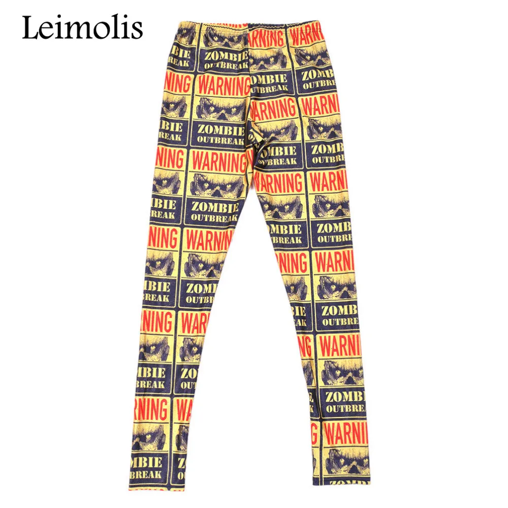 Leimolis 3D printed fitness push up workout leggings women gothic Zombie World War plus size High Waist punk rock pants