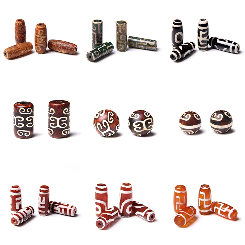 

2 pcs 10-30 mm Vintage Agat Beads For DIY Making Jewelry Earrings Wholesale Irregular Nine Eyes Tibetan Agat Craft Men Amulet