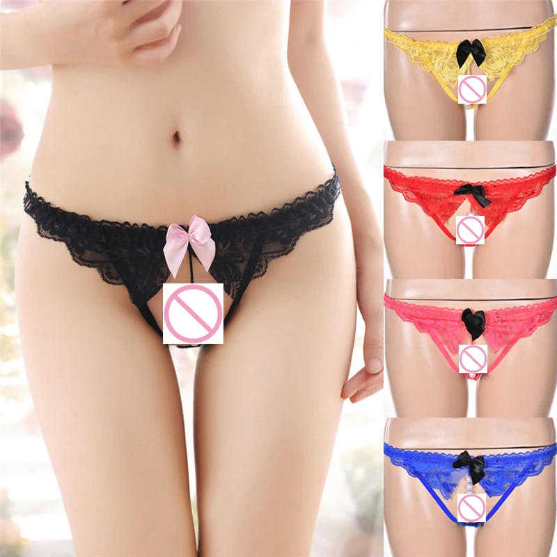 New Sexy Lace Women Girls Cute Bowknot Low Waist Pearl Thongs Briefs toy Erotic Hips Party Favor Game Clothes