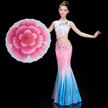 Дай танцы костюм Взрослый мешок хип рыбий хвост юбка костюмы Национальный Павлин Танец Искусство Набор народный танец костюм для взрослых