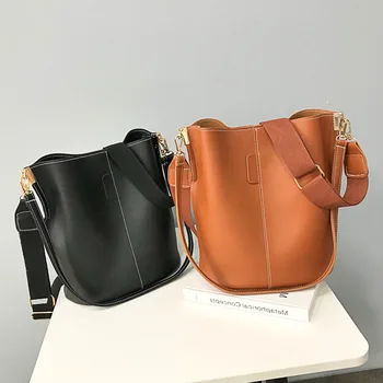 

Fashion Messenger Bag Women Bucket Shoulder Bag Large Capacity Vintage Pu Leather Ladies Handbag Luxury Designer Bolsos Mujer