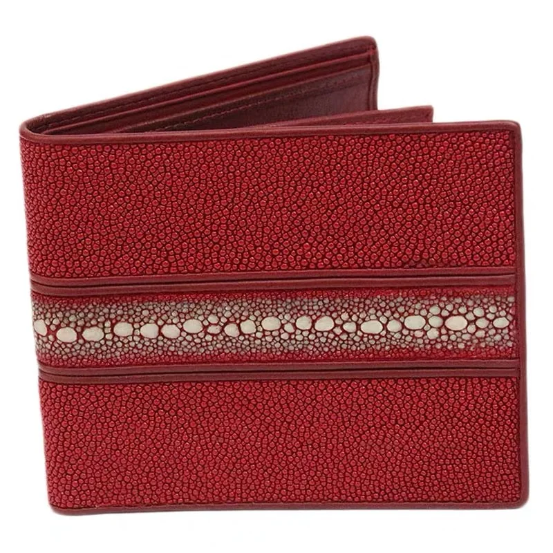 Authentic Real True Stingray Skin Unisex Male Short Card Holders Genuine Leather Men's Trifold Wallet Women Small Clutch Purse 3
