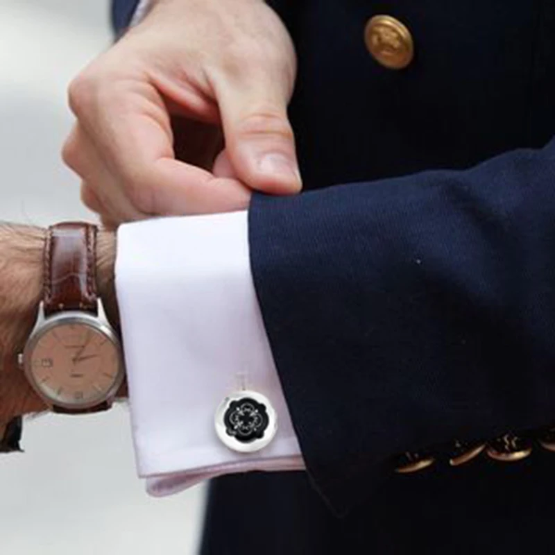 Vintage Floral Pattern Enamel Cufflinks Tuxedo Studs Set for Men's Tuxedo Shirts Business Wedding Cufflinks Set