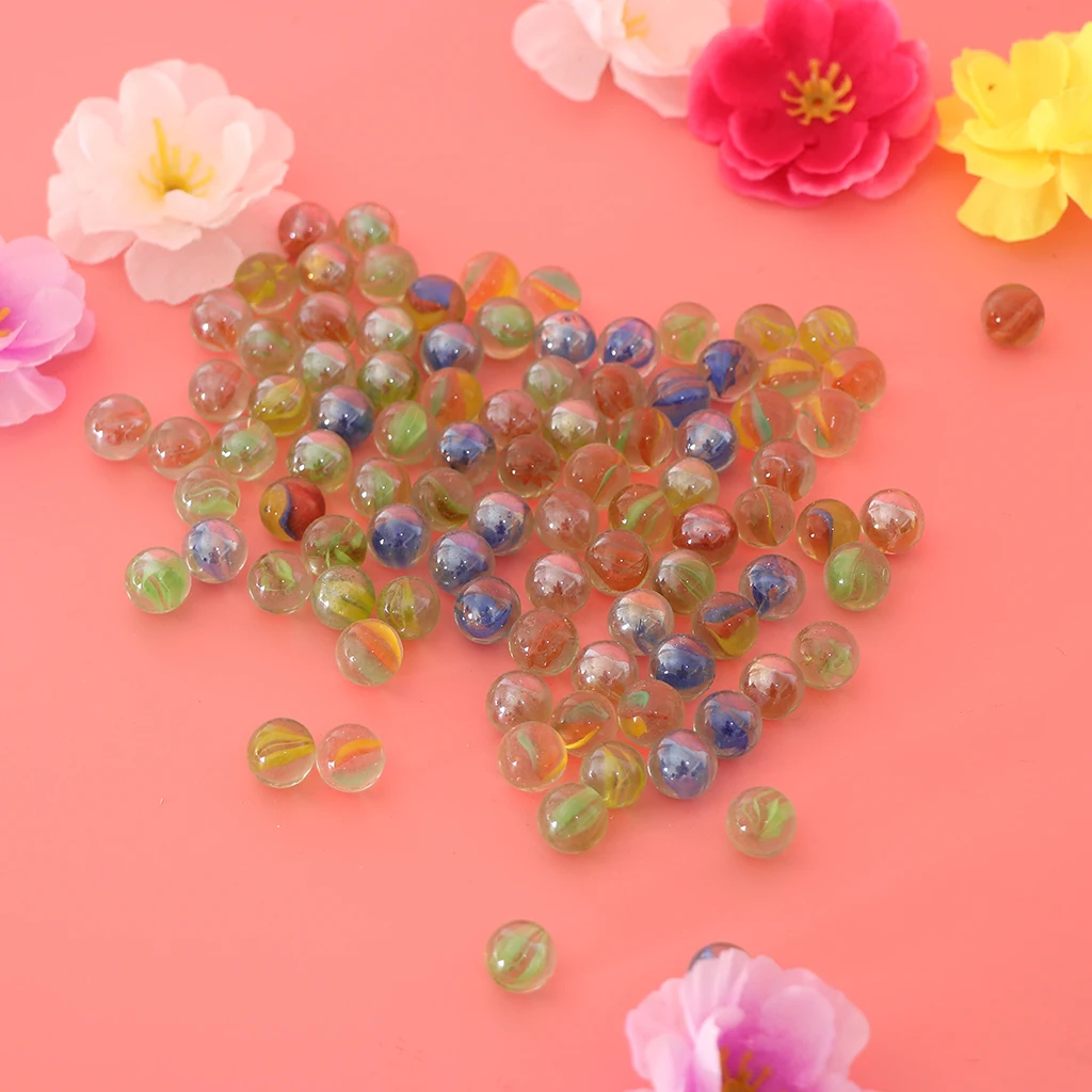 12mm Glass Marbles, Pack of 100, Kids Marble Ball Run Game Toy, Chinese Checkers Marble Solitaire Beads Home Collections