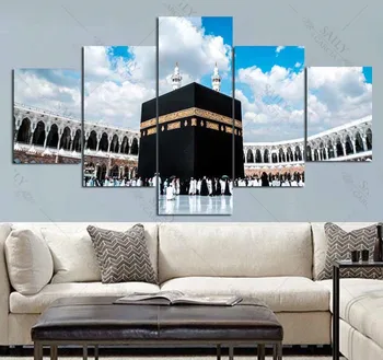 

Modern Mural Posters Muslim Islam Hajj Landscape Canvas Painting 5p Religious Art Print Poster Wall Art Pictures For Living Room