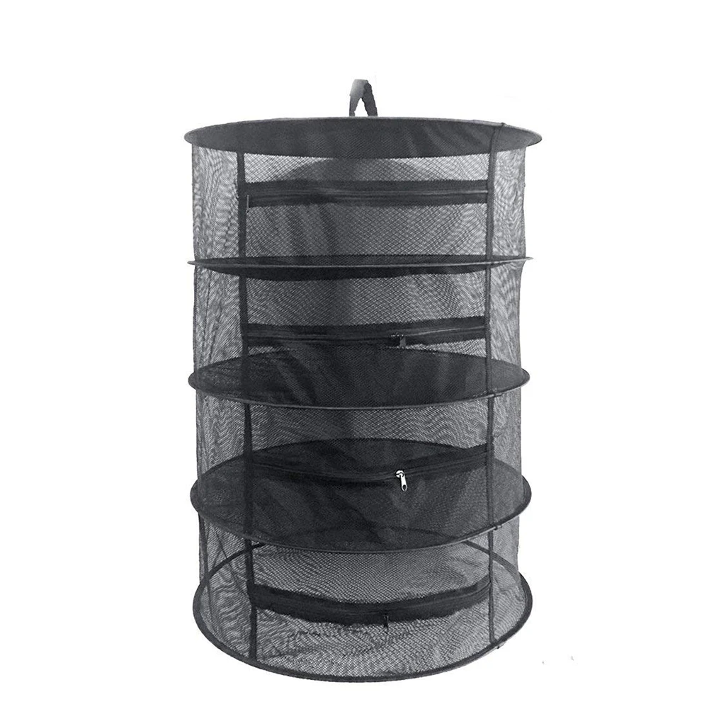 

Planting Flowers Net Zipper Practical 4 Layer Herb Drying Rack Mesh Home Folding Dryer Outdoor Bag Hanging Basket