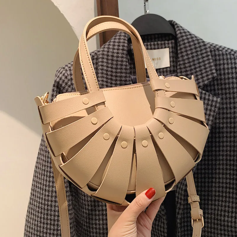

Summer Hollow Out basket bags for women 2021 hit New Vintage Crossbody Bag Leather Luxury Designer Beach shoulder bags Ladies