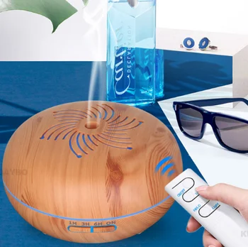 

500ML Remote Control Ultrasonic Humidifier Aroma Essential Oil Diffuser Wood Grain Aromatherapy Diffuser With LED Light For Home