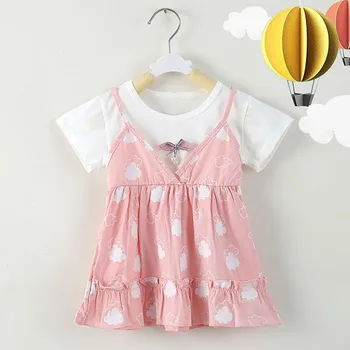 

1-3Y Girl Dress Toddler Baby Kids Girls Ruched Patchwork Strap Dress Princess Dresses Clothes Baby Summer Kids Girl Clothes