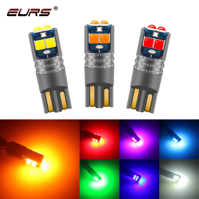 LED Bulbs 2pcs T10 LED W5W LED Bulbs 194 168 Canbus Error Free Auto Lamp 12V 6000K Auto Wedge Parking Bulbs White Red Yellow Blue led lights led car lights