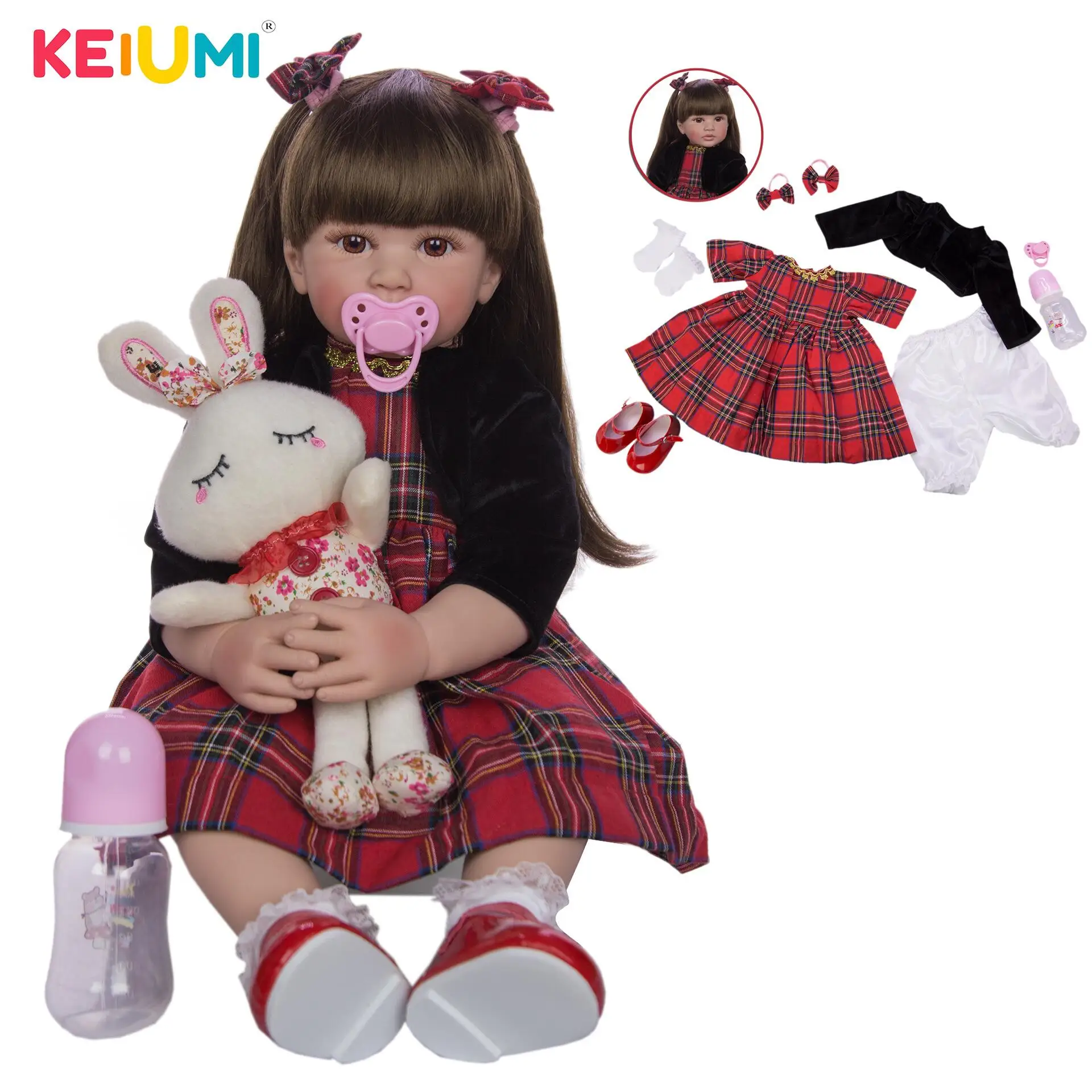 KEIUMI 24 Inch Reborn Dolls 60 cm Cloth Body Realistic Princess Girl Baby Doll For Sale Ethnic Doll Kid Birthday Xmas Gifts