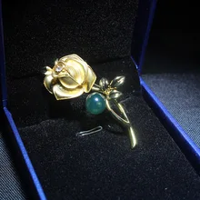 Высокое качество, настоящий синий янтарь, броши с розами, брошь из стерлингового серебра, подарки для женщин, роза, Золотая булавка-брошь, Геометрическая брошь, хорошее ювелирное изделие