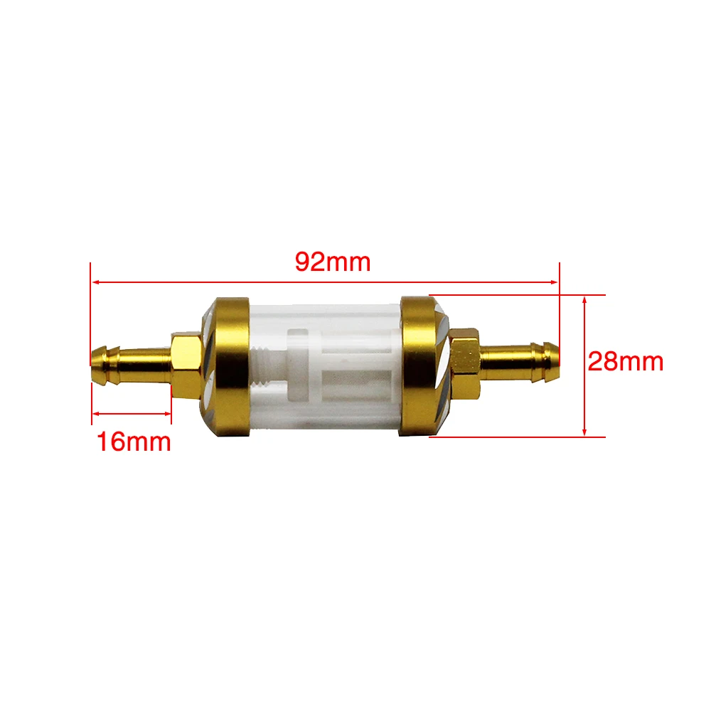 ZSDTRP Motorcycle Inline Petrol Fuel Filter For Pit Dirt Bike 8mm CNC Aluminum Alloy Glass Motorcycle Gas Fuel Filters