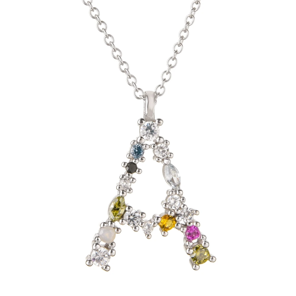 Silver A Altruist 925 пробы серебро I Am Initial C P кулон Nekclace Красочный Кристалл Мини-проба Длинная цепочка регулируемое ожерелье ювелирные изделия - Окраска металла: Silver A
