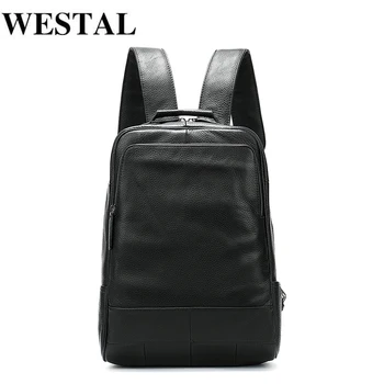 

WESTAL Genuine Leather Men's Backpack Men's Laptop Bacpack for Men Schoolbag Travel Leather Satchel Men's Designer Shoulder Bag