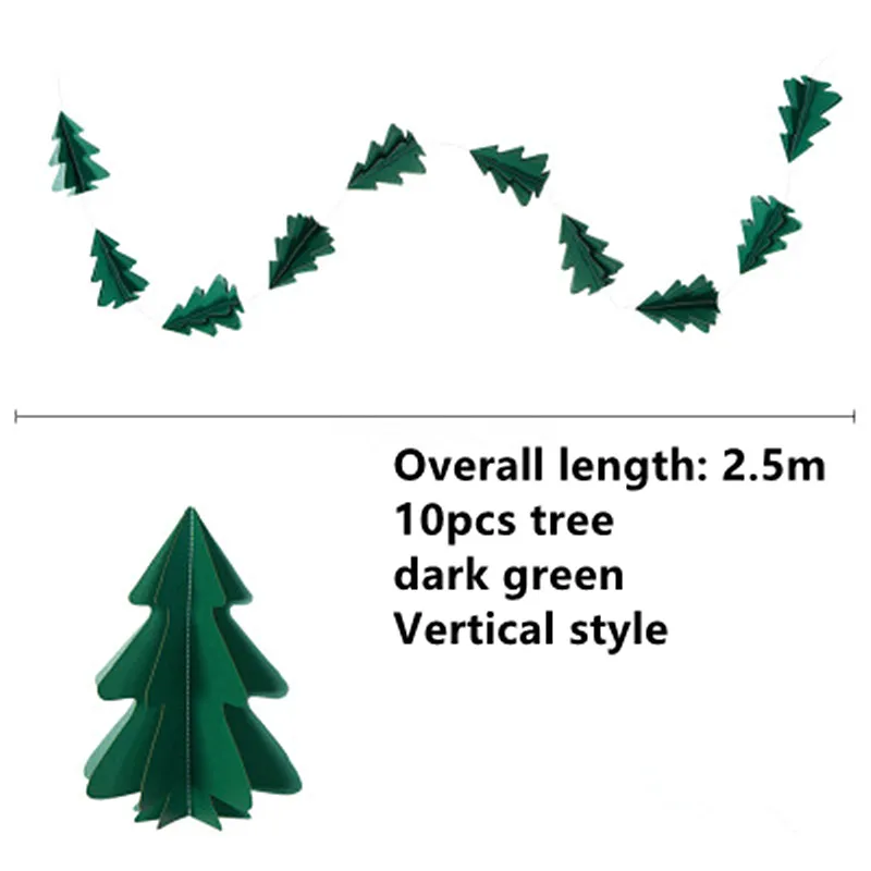 Натальная 3D Бумага Рождественская елка гирлянды подвесные украшения Рождественские украшения для дома год Arbol De Navidad noel DIY - Цвет: style 1 dark green