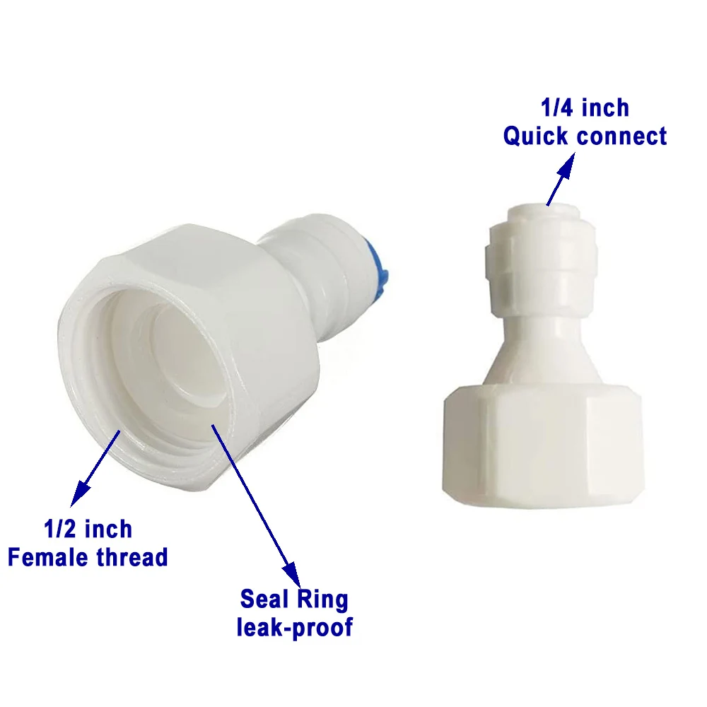 1/4" O.D. RO Water Filter Tube Fitting 20M Tube+Plastic Push Fit Quick Connect for Water Lines Fridge/Ice Maker Installation Kit