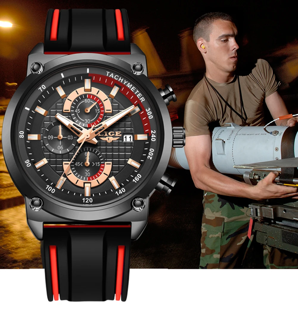 

2019 New LIGE Fashion Mens Watches Top Brand Luxury Dial Date Sports Watch Men Waterproof Quartz Chronograph Relogio Masculino