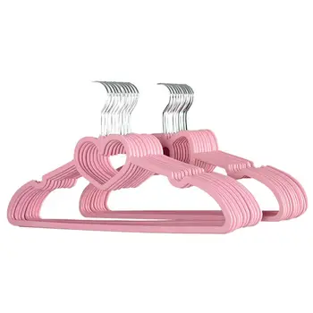 10/15/20PCS Clothes Hanger Durable Hanger ABS Heart Pattern Coat Hanger for Adult Children Clothing Hanging Supplies (Pink) 1