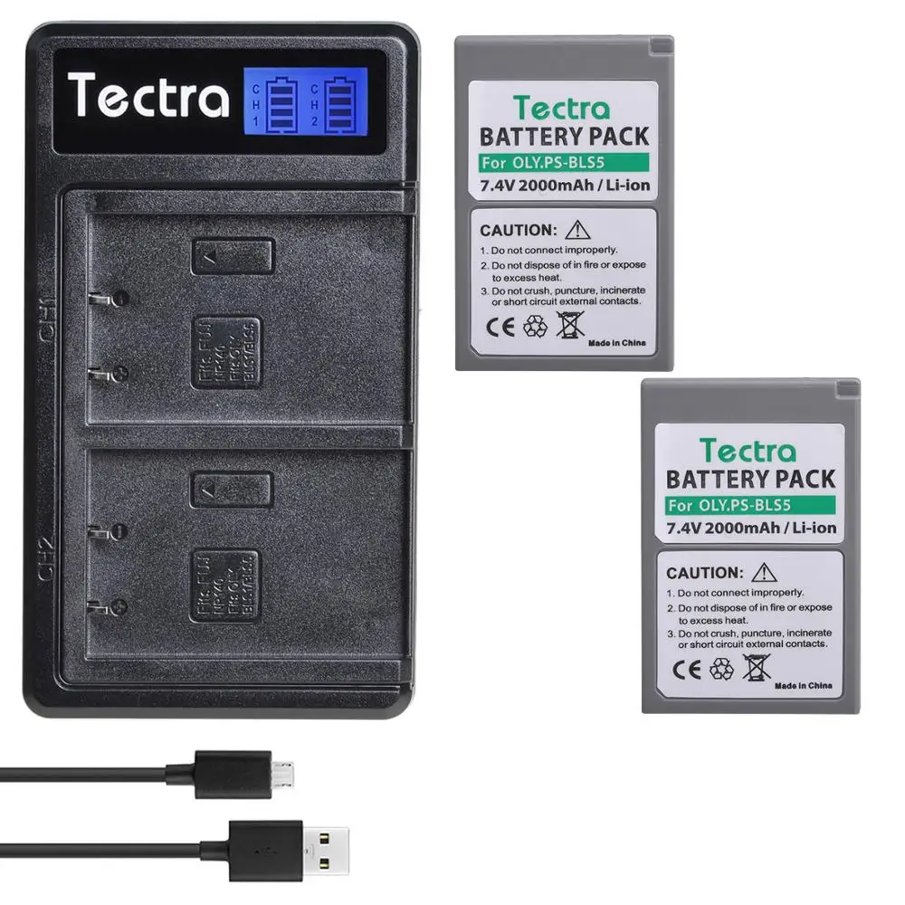 2000Mah Ps-Bls5 Bls-5 Bls50 Bls-50 Bls5 Batteria + Caricabatterie Per Olympus Pen E-Pl2 E-Pl5 E-Pl6 E-Pl7 E-Pm2 Om-D E-M10 Stylus1E-M10 Ii