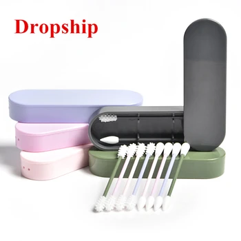 

Dropshipping Portable Women Makeup Reusable Silicone Cotton Swab With Case Ear Eye Cleaning Washable Swabs Soft Flexible Tools