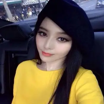 

Beret for Girls Ladies Berets Random Shape Hat Painter Style Hat Women Wool Vintage Berets Solid Candy Color Caps Bonnet