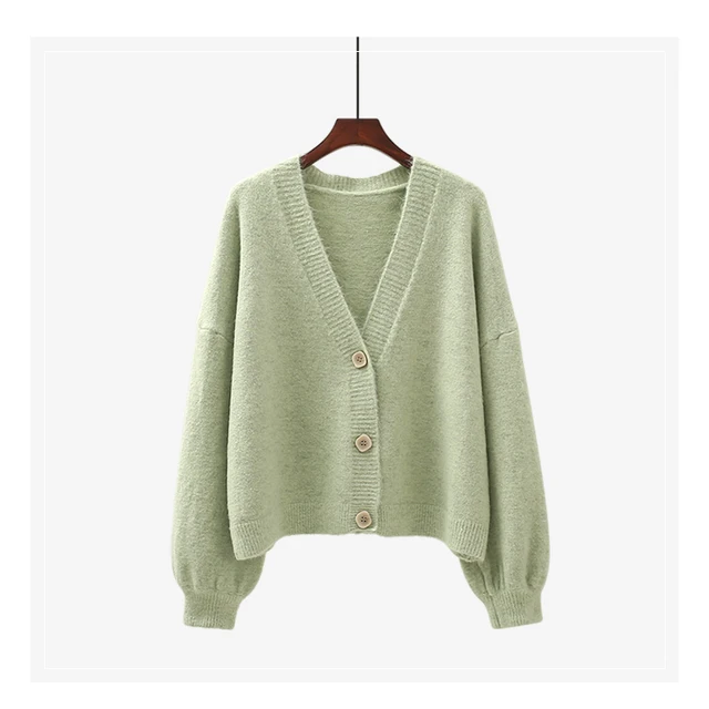 H.SA Women Sweater Cardigans Spring Solid Cashmere Sweater Coat Chic Korean style Casual Cardigans Roupa Jacket sueters mujer LM19313-B Green