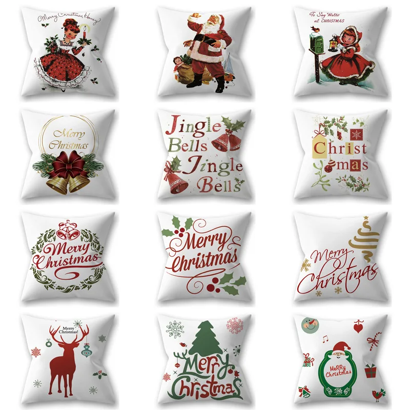 1pc New 45*45cm Cushion Cover Merry Christmas Throw Pillow Cover Christmas Decoration Home Bedroom Sofa Decorative Pillowcases
