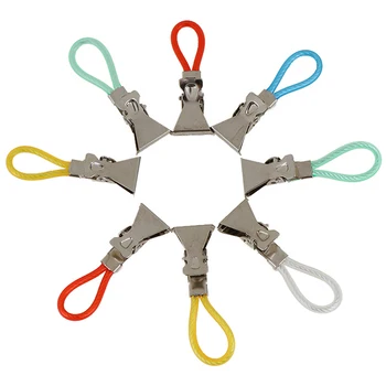

8Pcs/Set Clothes Pegs Metal Stainless Steel Clothespins Colorful Laundry Tea Towel Hanging Clips Loops Kitchen Bathroom Organize