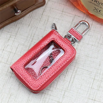 

Portable Zipper Square Home Car Key Holder Case Transparent Window Key Bag Wallet Key Chain Women Home Organizer