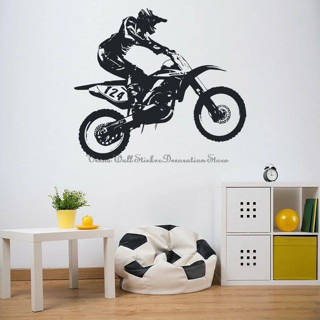 Pegatinas de pared para bicicleta de Motocross número 77, decoración del  hogar, calcomanías deportivas estimulantes para hombre de carreras, vinilo,  oferta, YT5266 - AliExpress