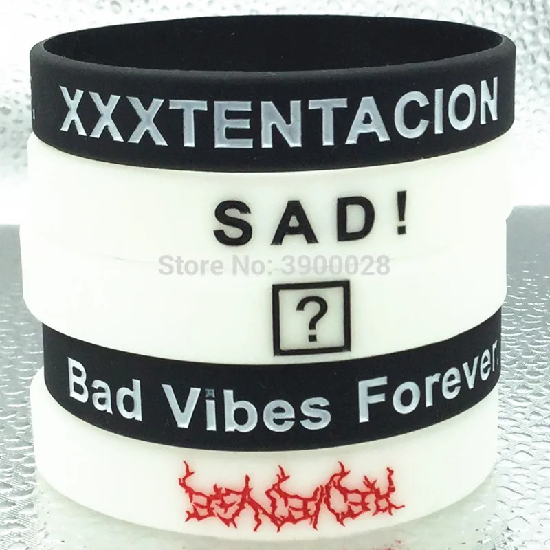 

1pc xxx Xxxtentacion xxxtentacion sad Bad vibes forever USA American Rapper star silicone wristband bracelet