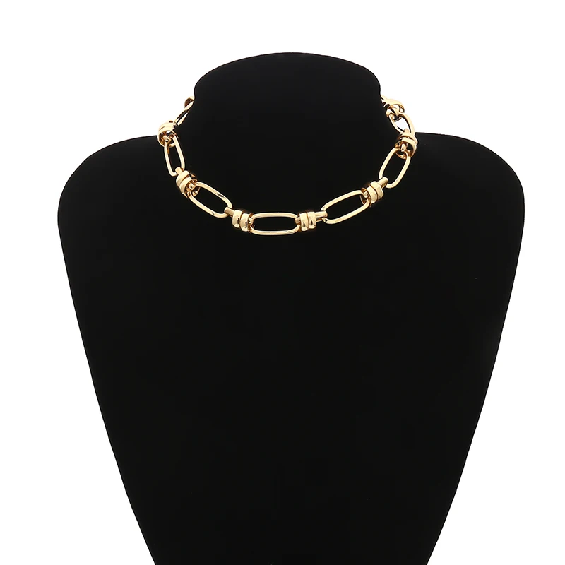 Gold Color SHIXIN, панк дизайн, короткая цепочка, ожерелье для женщин, золото, персонализированное женское колье, чокер, Массивный воротник, колье для женщин - Окраска металла: Gold Color