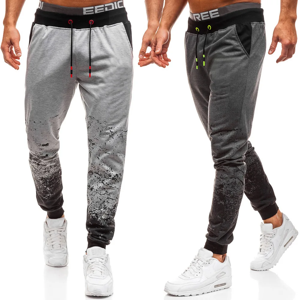 

Pants Solid Color Gradient Color with Drawstring Casual Pants Loose Comfortable Closing Foot MEN'S Trousers 3448