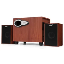 3.5MM Audio Jack Computer Wooden Speaker USB Desktop Game Speaker Multi-functional Stereo Subwoofer Support AUX TF Card U Stick