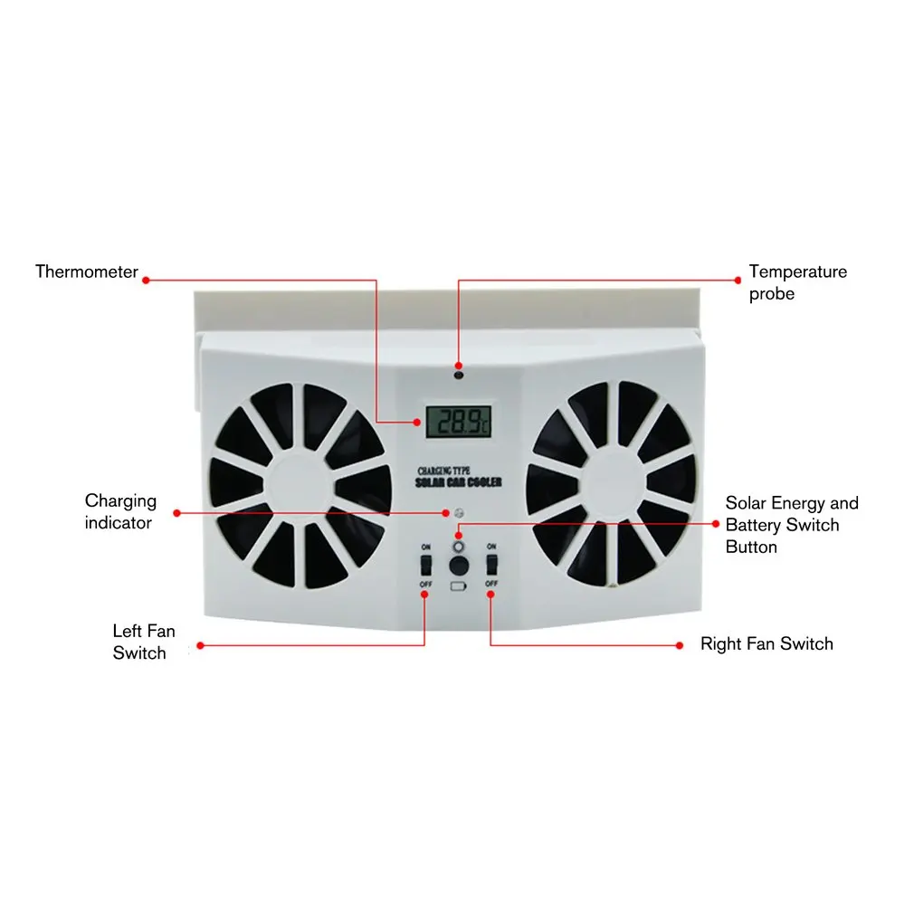 2 охладителя автомобиля солнечной энергии ed вытяжной вентилятор автомобиля Gills охладитель Авто вентиляционный вентилятор двойной режим