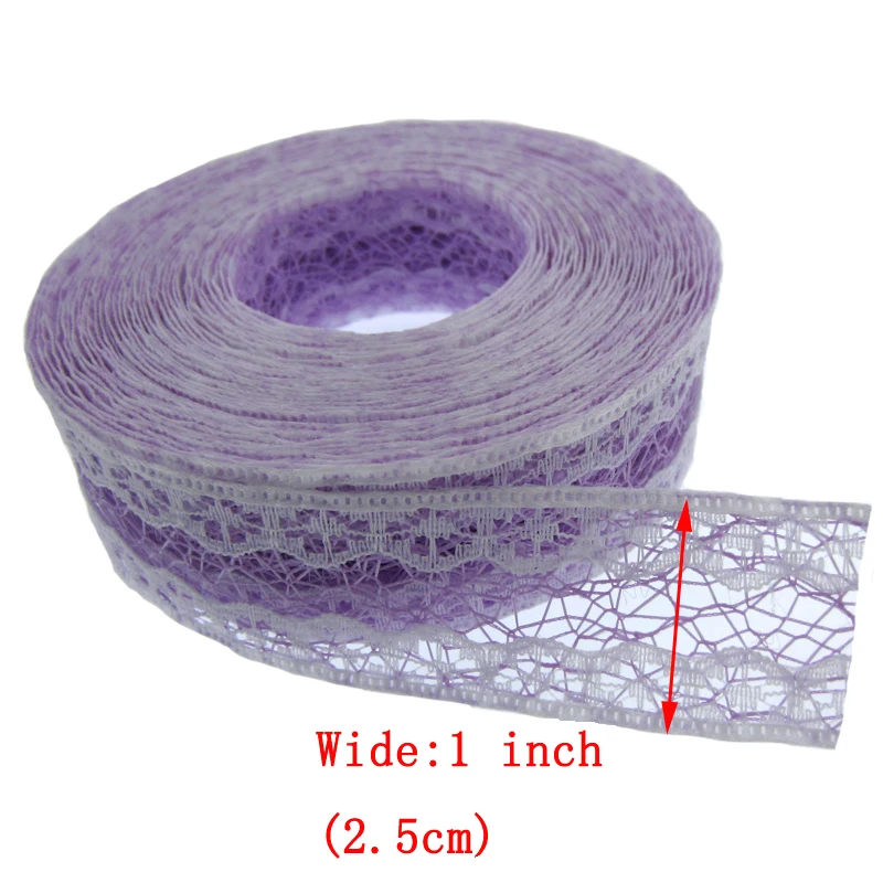 10 метров " белая кружевная лента фиолетовая решетка лента для вечерние украшения для свадьбы в стиле Скрапбукинг упаковки 2,5 см ленты для поделок